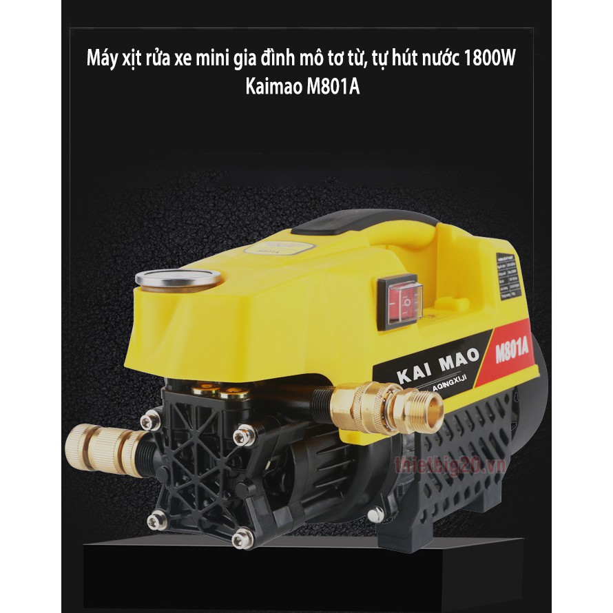 [ Tự hút nước cực mạnh ] Máy Rửa Xe Gia Đình 1800W M801A- Tặng Bột rửa xe , bọt rửa và khăn lau xe