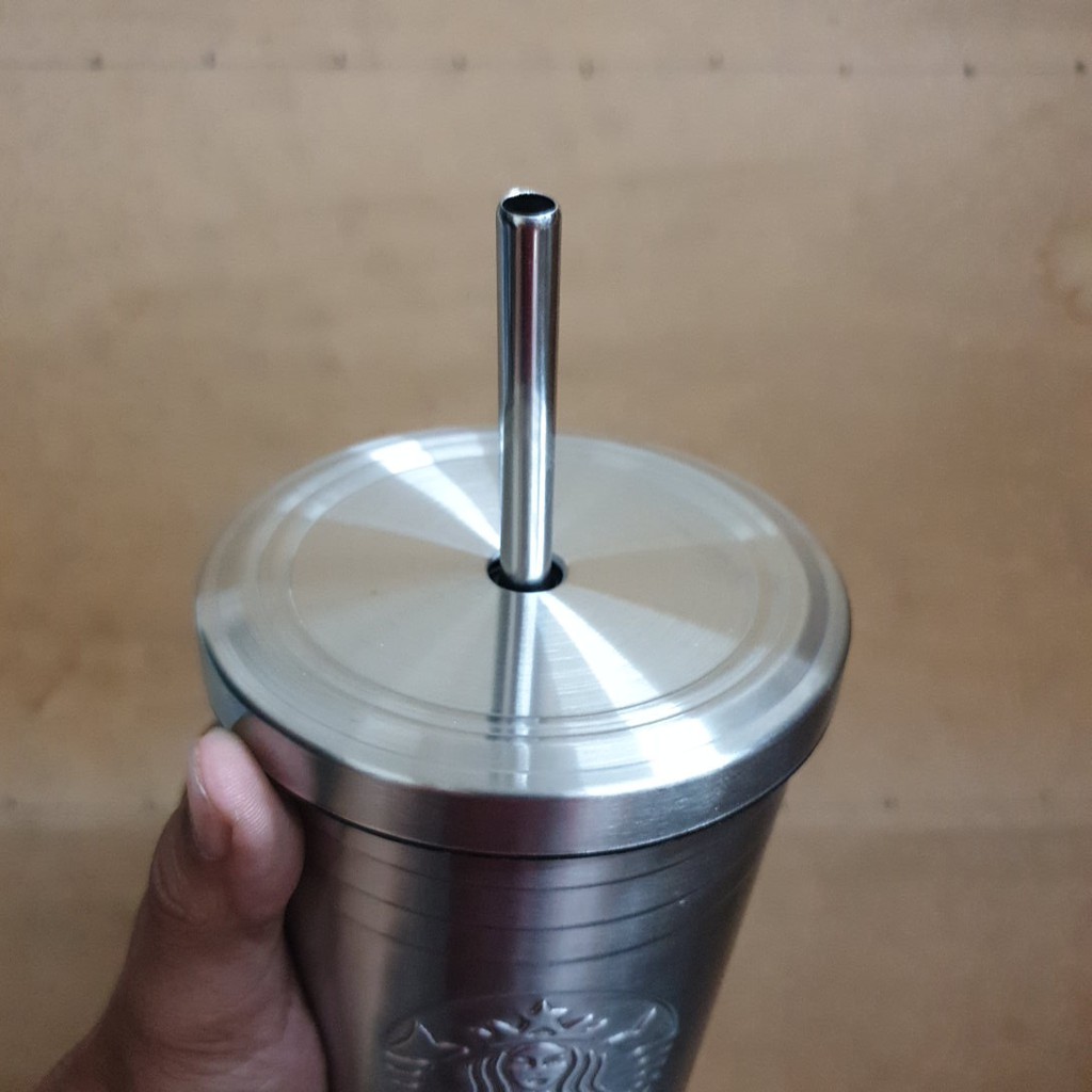 Ly giữ Nhiệt 500ml inox 304 logo dập nổi + Ống hút inox 8mm đồng bộ LYOH