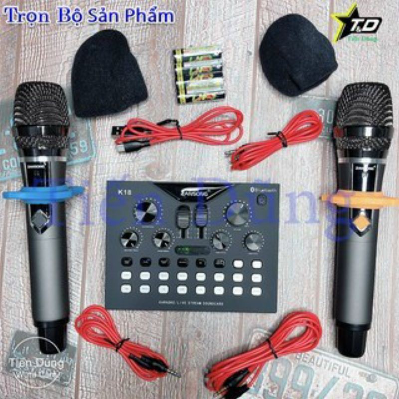 BỘ 2 MICRO KARAOKE KÈM SOUD CHỈNH ÂM K18 ZANSONG CỰC XỊN.