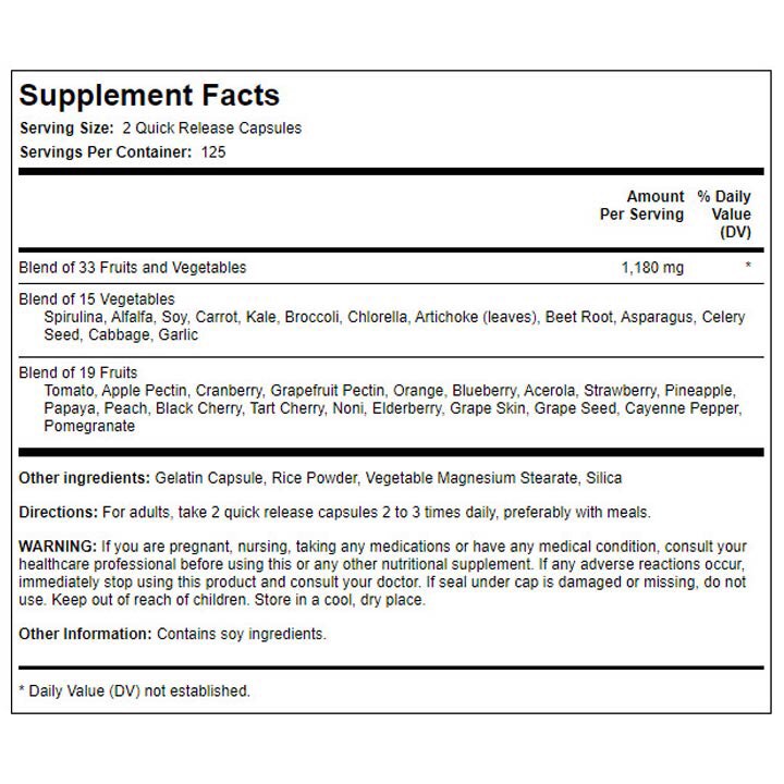 Bổ sung vitamin từ rau củ Piping Rock Fruit & Veggies For Life 250 viên