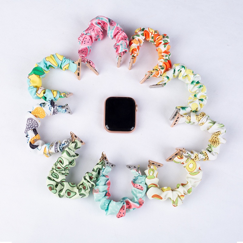 Dây Đeo Tay Dạng Vòng Tay Co Giãn In Họa Tiết Cho Apple Watch 7 6 5 4 3 2 1 45/44/42/41/40/38mm