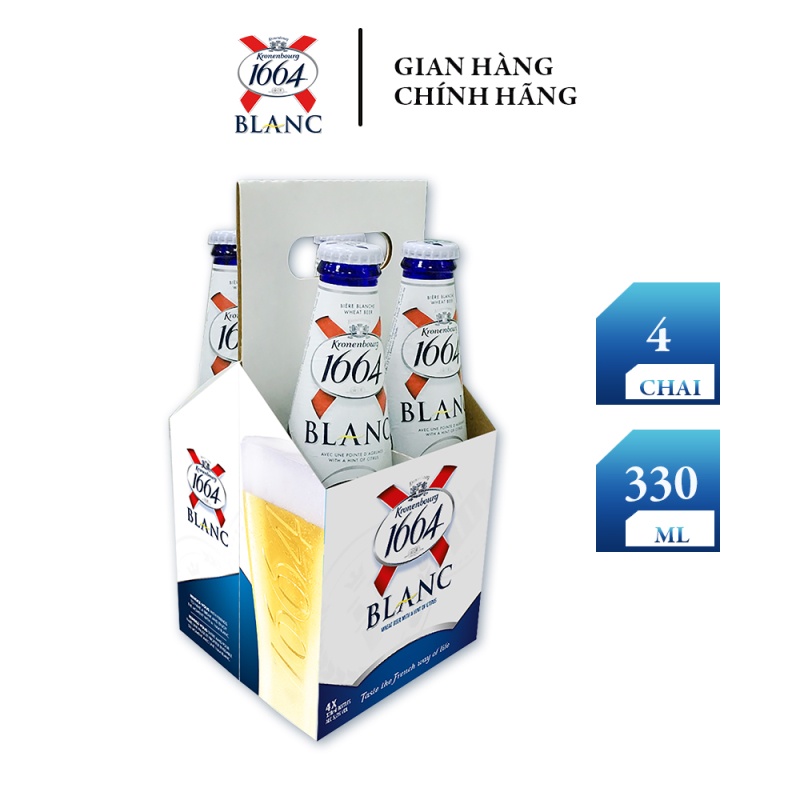 [Mã BMBAU50 giảm 7% đơn 99K] Lốc 4 chai bia Kronenbourg 1664 Blanc 330mlx4