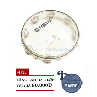 Trống lắc tay – trống gõ bo – Tambourine Yamaha MT6-102T (Trắng trong) + Bao da 3 lớp