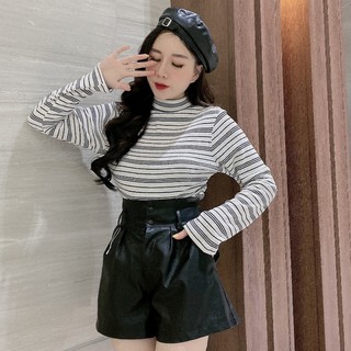 áo giữ nhiệt nữ dài tay kẻ ngang màu trắng xinh xắn