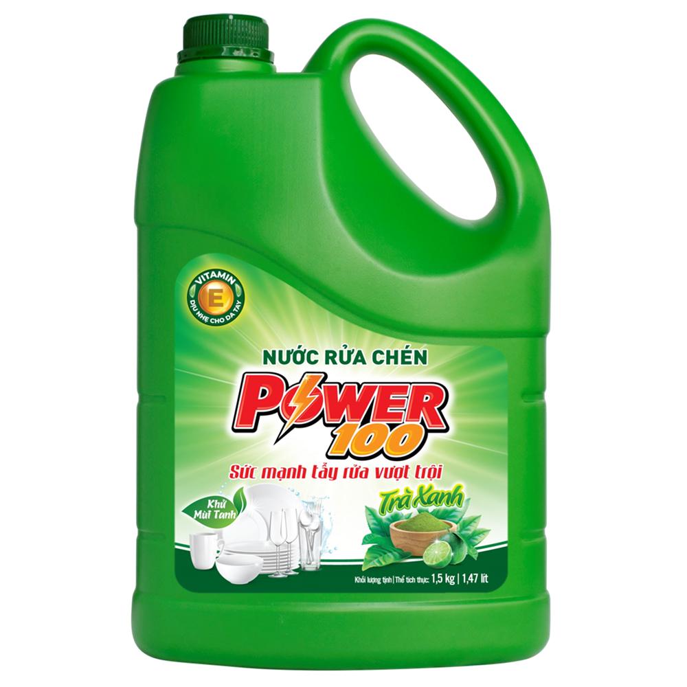 Nước rửa chén POWER100 Trà xanh 1.5kg/Can