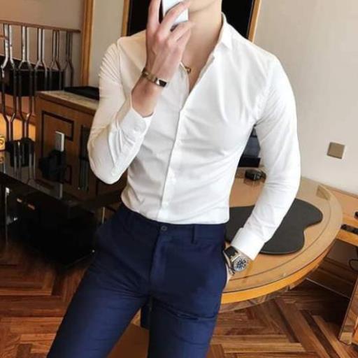 Sơ Mi Nam Đen Trơn Dáng Ôm Body Hàn Quốc