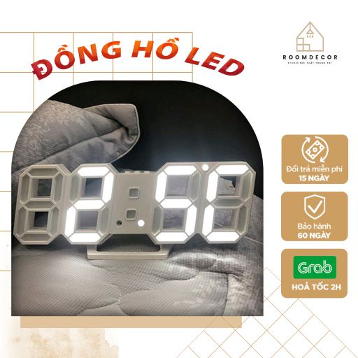 Đồng Hồ Led 3D Để Bàn Thông Minh, Đồng Hồ Đèn Led Treo Tường