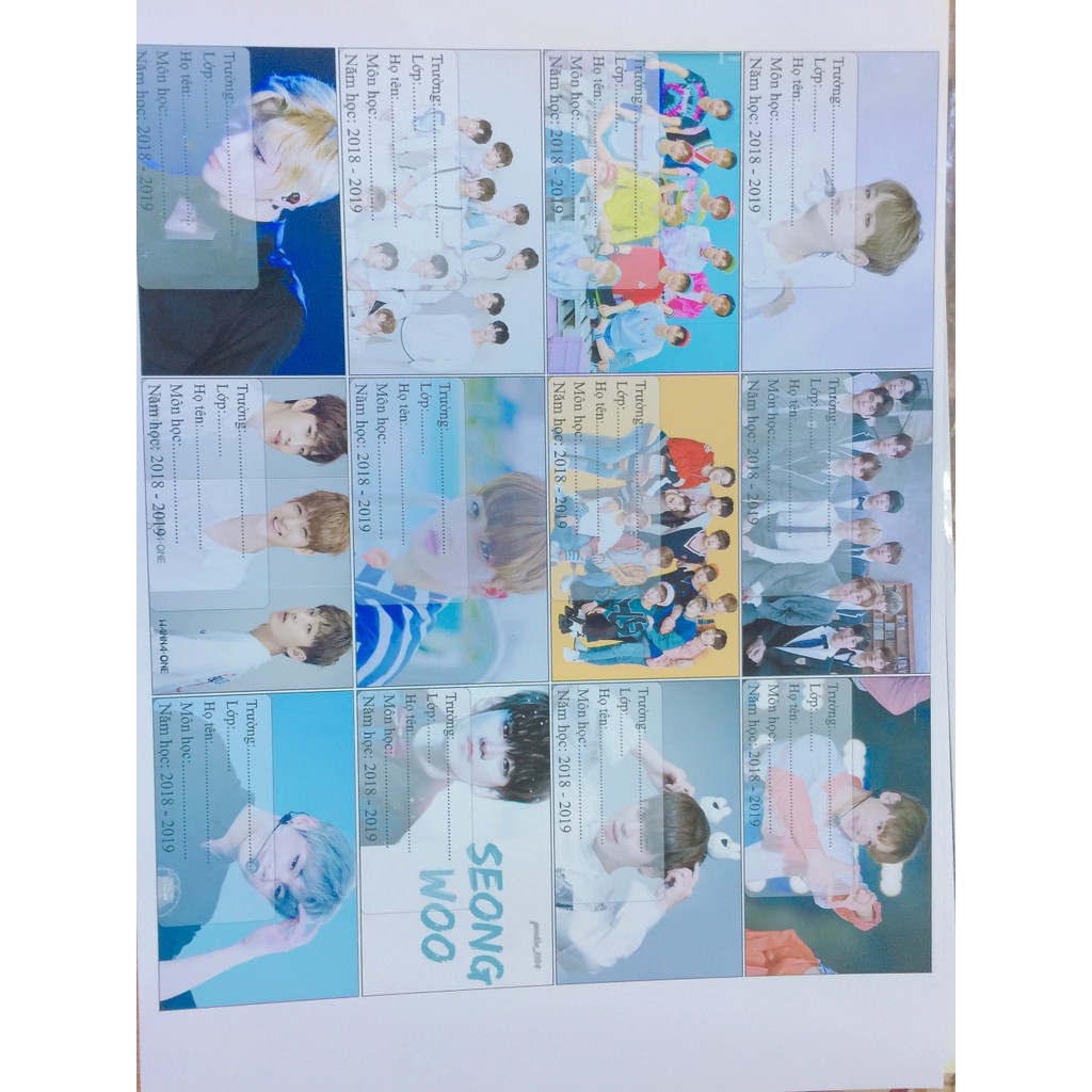 Combo 36 Nhãn Vở thần tượng - BTS, Wannaone,Sơn tùng, Twice..