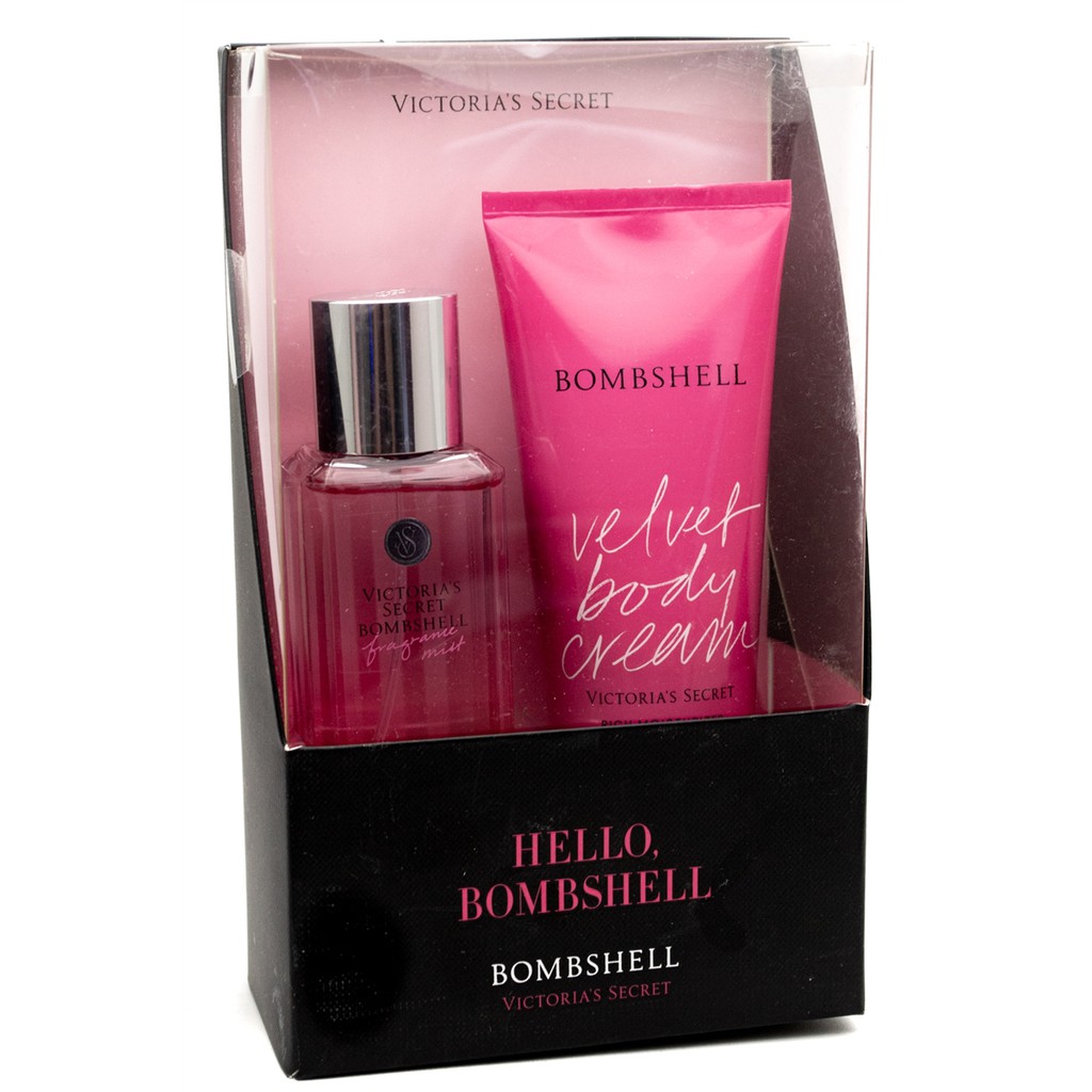 Set Xịt Thơm & Kem dưỡng thể Victoria's Secret Hello Bombshell, Pretty in Pink Tease Body mist & Body Lotion