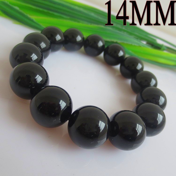 Vòng đeo tay Obsidian tự nhiên Black Stone Jewelry 6-18mm Với Rainbow Eye Gem Bracelet hàng xịn