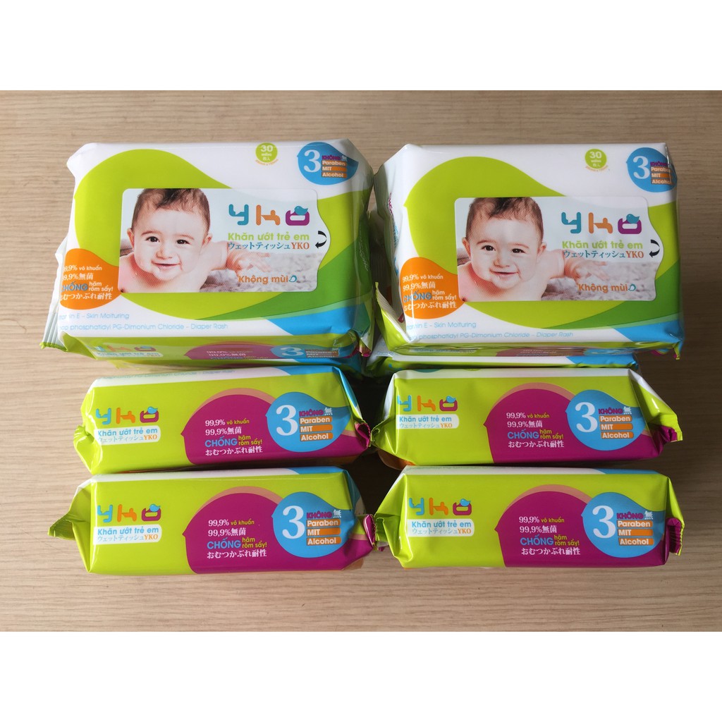 COMBO 04 GÓI KHĂN ƯỚT TRẺ EM YKO 30 TỜ