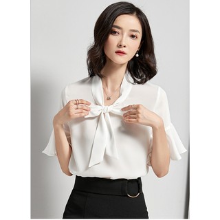 ÁO SƠ MI CỘT NƠ CỔ TAY LỠ