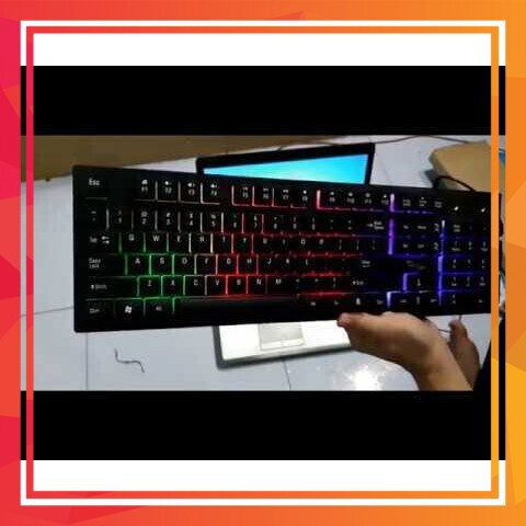 Bàn phím giả cơ gaming có dây với đèn Led màu chuyên dùng cho máy tính PC và Laptop