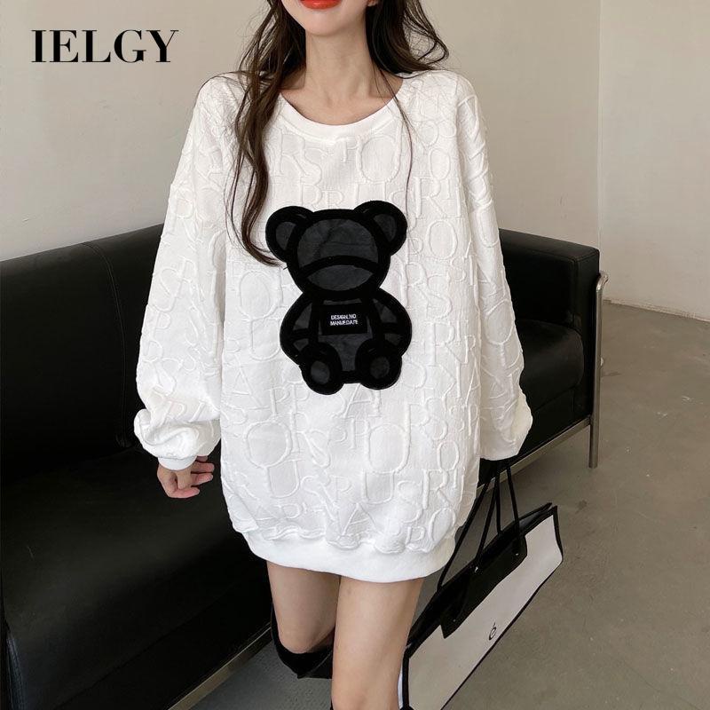 IELGY  Áo sweater Mỏng Tay Dài Dáng Rộng Kiểu Đường Phố Cá Tính Cho Nữ