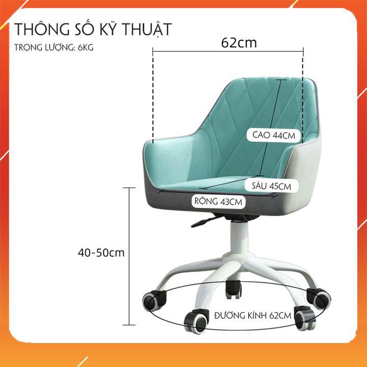 Ghế xoay 360 bắc âu , Ghế văn phòng chân thép vải nhung mềm mại