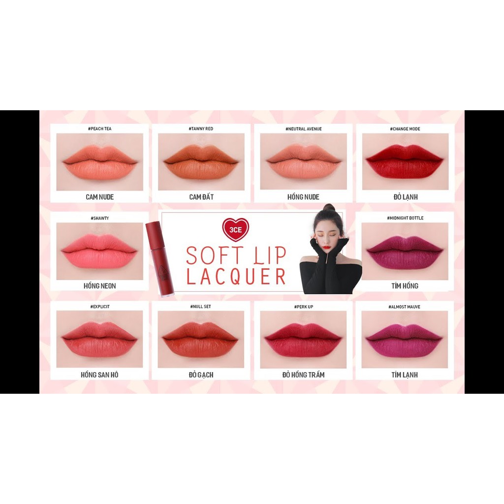 SON KEM LỲ 3CE Soft Lip Lacquer | BigBuy360 - bigbuy360.vn