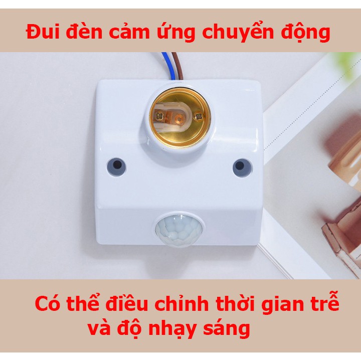 Đui đèn cảm ứng chuyển động hồng ngoại E27 tự động bật đèn khi có người đi qua