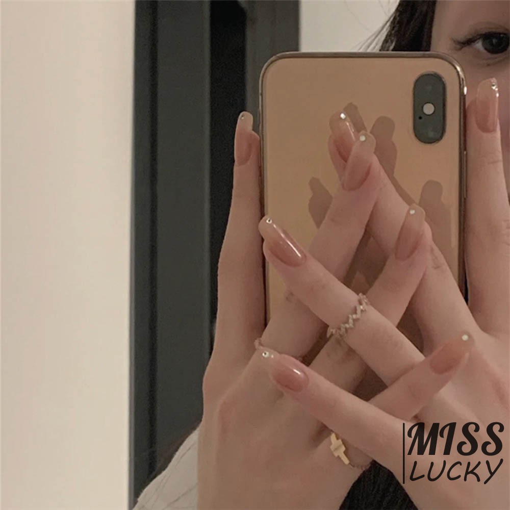 VN (Hàng Mới Về) Set 24 Móng Tay Giả Màu Trơn Đầu Vuông Có Thể Tháo Rời Tiện Dụng