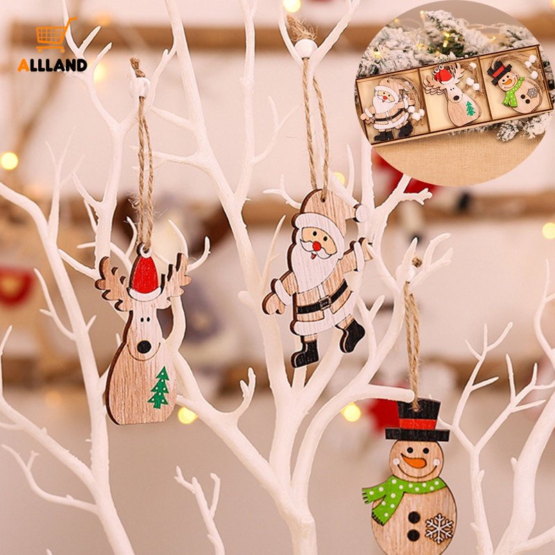 Set 9 Phụ Kiện Treo Trang Trí Cây Thông Giáng Sinh Hình Ông Già Noel Dễ Thương
