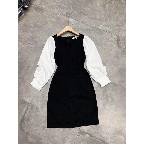 Váy body nữ sexy tay dài cổ trễ chất umi co giãn