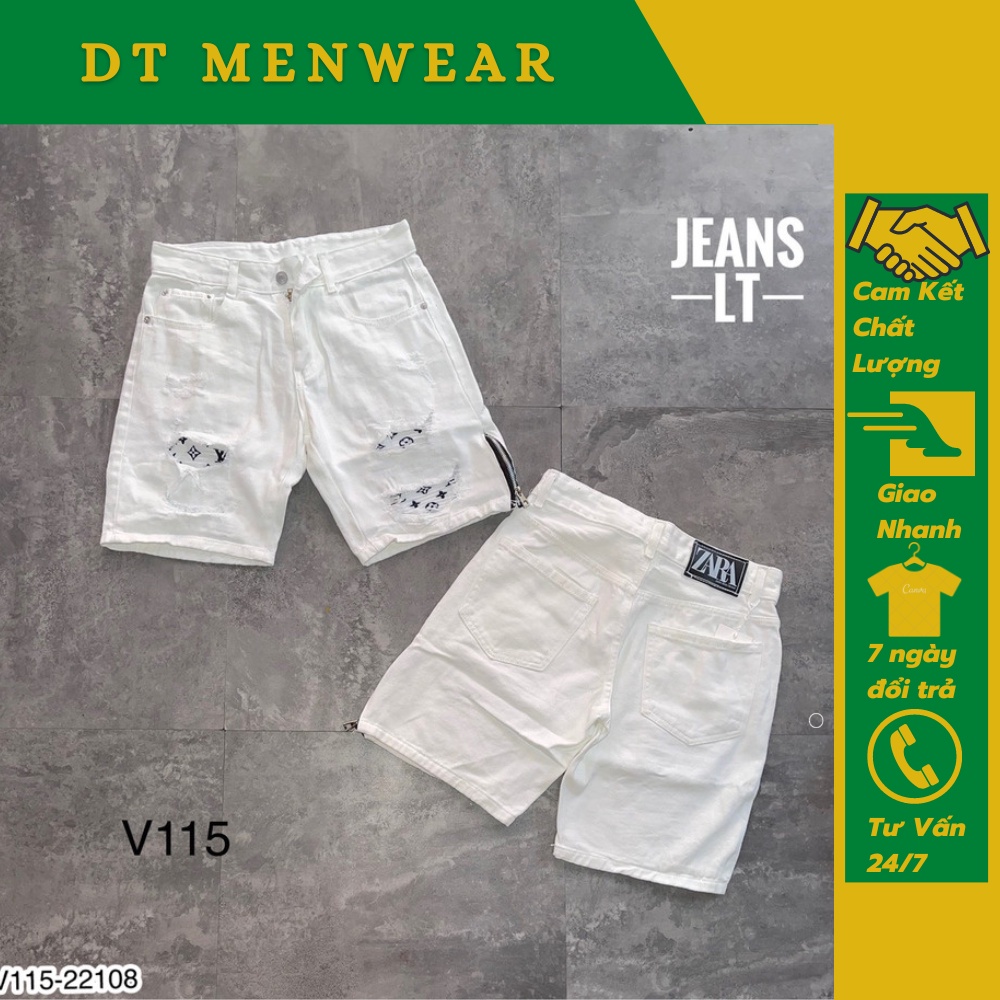 Quần Jean Ngố Nam Lv Rách Cực Chất . Quần Bò Ngố Trắng Dành Cho Nam Chất Vải Cotton Thô Thoáng Mát DT STORE MENWEAR