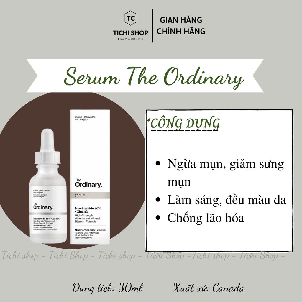 Serum The Ordinary Niacinamide 10% + Zinc 1% hỗ trợ giảm mụn 30ml