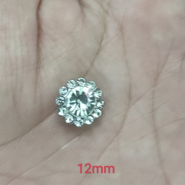 2 viên đá xoàn trắng size 12mm/14mm làm trang sức, handmade