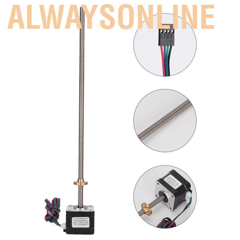 Alwaysonline 17HS3401S- 3D Printer CNC Mill Router 300mm Lead Screw NEMA 17 Stepper Motor for Prusa S1