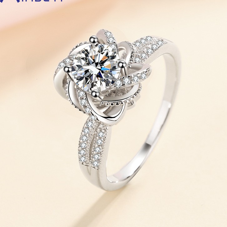 5195 ▶ Fashion S925 + Pt950 + 7a Zircon Women 's Ring 8 mm