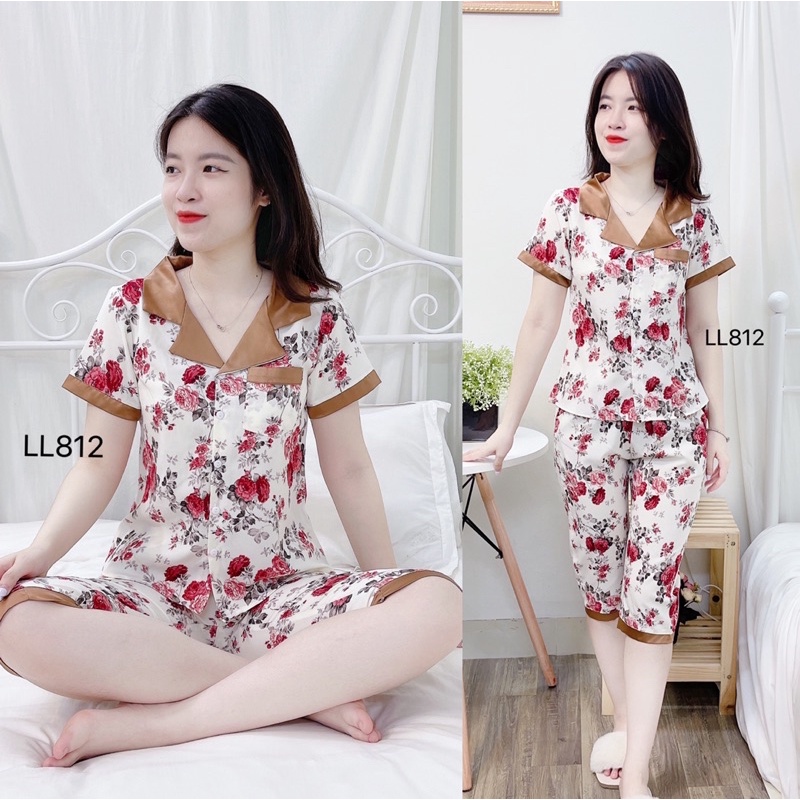 Bộ mặc nhà quần lửng PZM XINH SANG chất lụa thái mềm, mịn, không nhăn giặt máy thoải mái