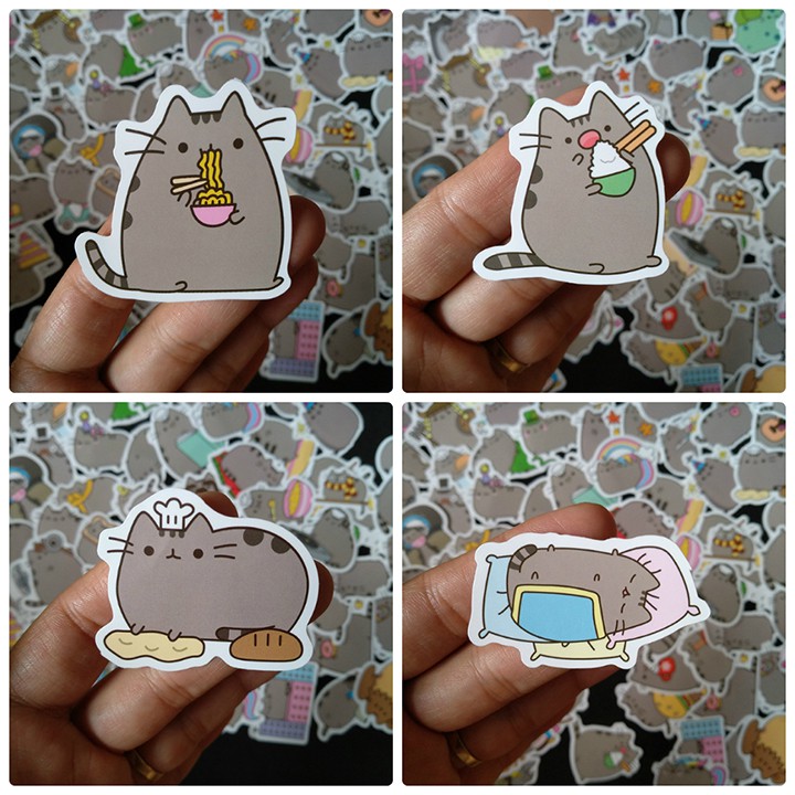 Bộ Sticker Dán Cao Cấp Chủ Đề Mèo Pusheen - Dùng Dán Xe, Dán Mũ Bảo Hiểm,  Dán Laptop... | Shopee Việt Nam