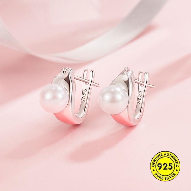 Bông Tai Mạ Bạc 925 Đính Ngọc Trai Đơn Giản Thời Trang Dành Cho Nữ