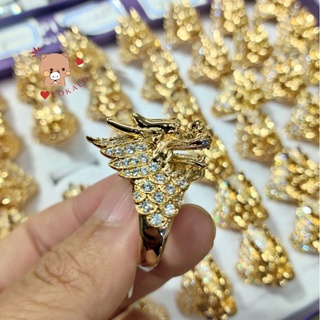 Nhẫn nam đầu rồng phong thủy mạ vàng 18k người đeo may mắn tài lộc giàu sang - nhẫn nam xuping rất bền lokalo