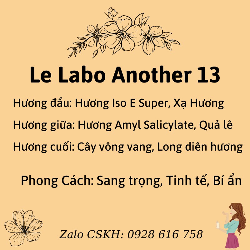 [CHÍNH HÃNG] Nước Hoa Nam Nữ Le Labo Another 13 Hàng Full Box 100% Cực Thơm
