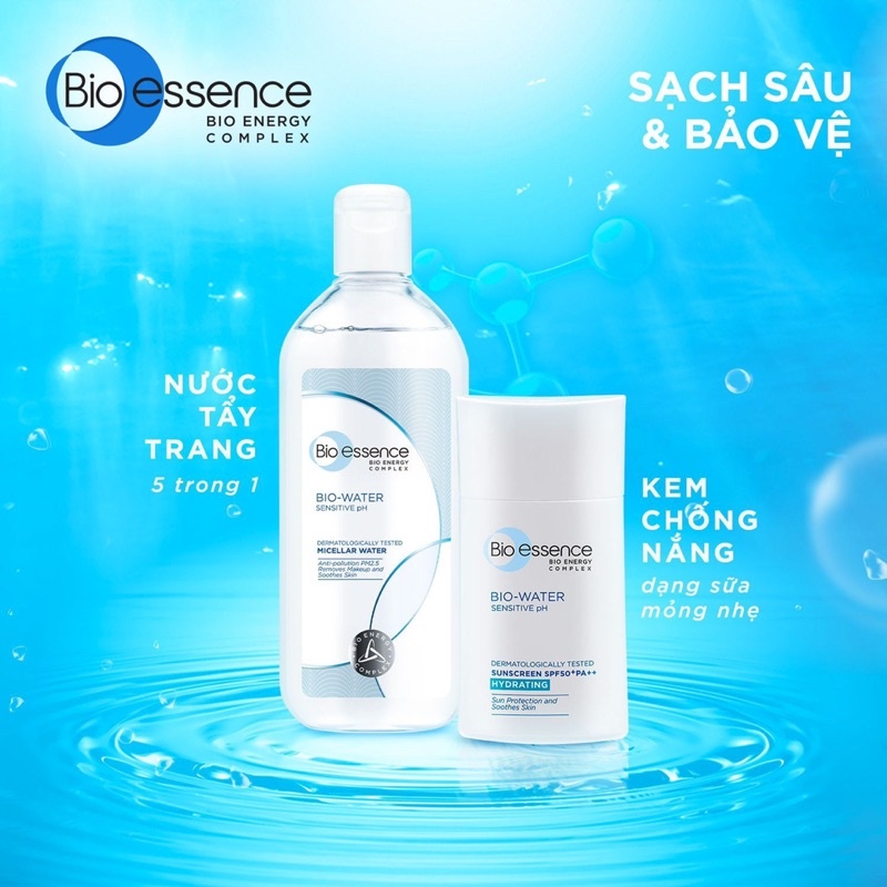 [SALE SHOCK] [MUA 1 TẶNG 1]KEM CHỐNG NẮNG BIO- ESSENCE BIO WATER SPF50+ PA++ 40ml (tặng nước tẩy trang Bio-essence 30ml)