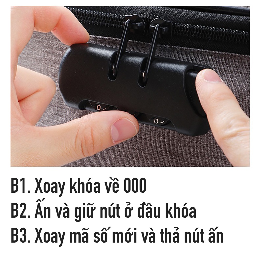 Cặp túi đựng hồ sơ tài liệu giấy tờ A4 cỡ lớn nhiều ngăn có khoá số, quai xách cầm tay tiện lợi túi treo tay nắm vali