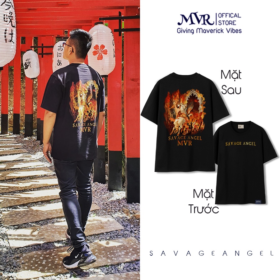 Áo thun thiên thần lửa savage tee unisex phông cotton 100% hình in chìm đẹp MVR LIKA12201915