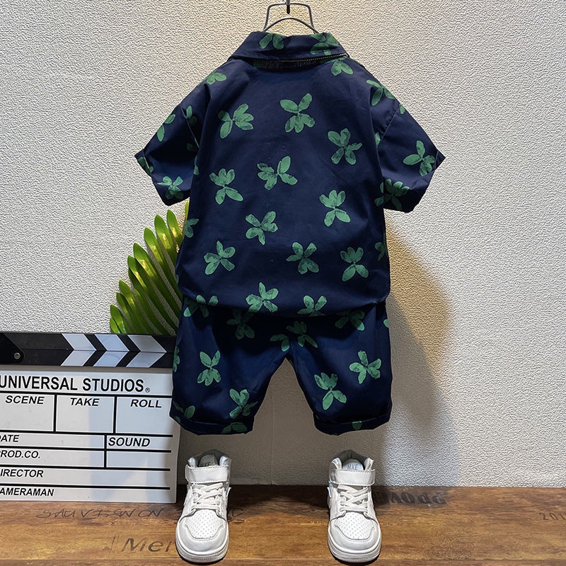 Set Áo Sơ Mi Ngắn Tay Và Quần Short Thời Trang Mùa Hè Phong Cách Hàn Quốc Mới Cho Bé Trai