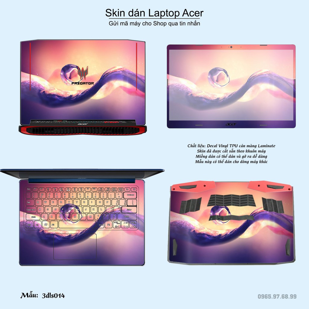 Skin dán Laptop Acer in hình 3D Abstract (inbox mã máy cho Shop)