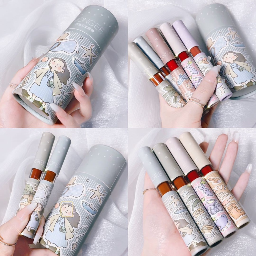 Set 5 Son Lì VONGEE Cute(Hộp Tròn)