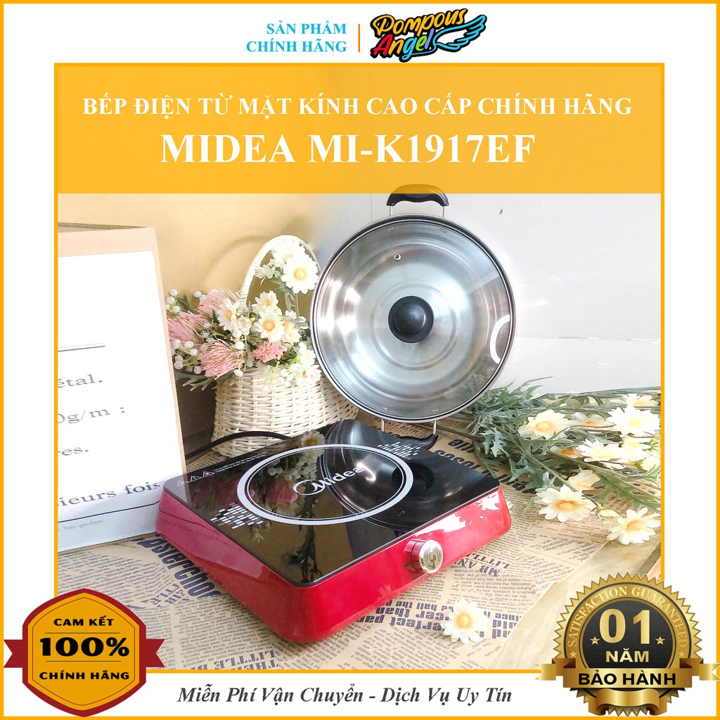 Bếp điện từ đơn đa năng mặt kính cường lực công suất 1900W MIDEA MI-K1917EF núm vặn cơ