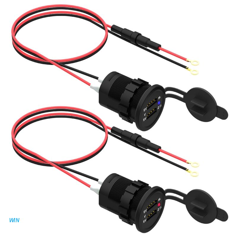 Tẩu sạc chống nước ip66 12v dc 2 cổng usb cho xe máy chuyển đổi cầu chì
