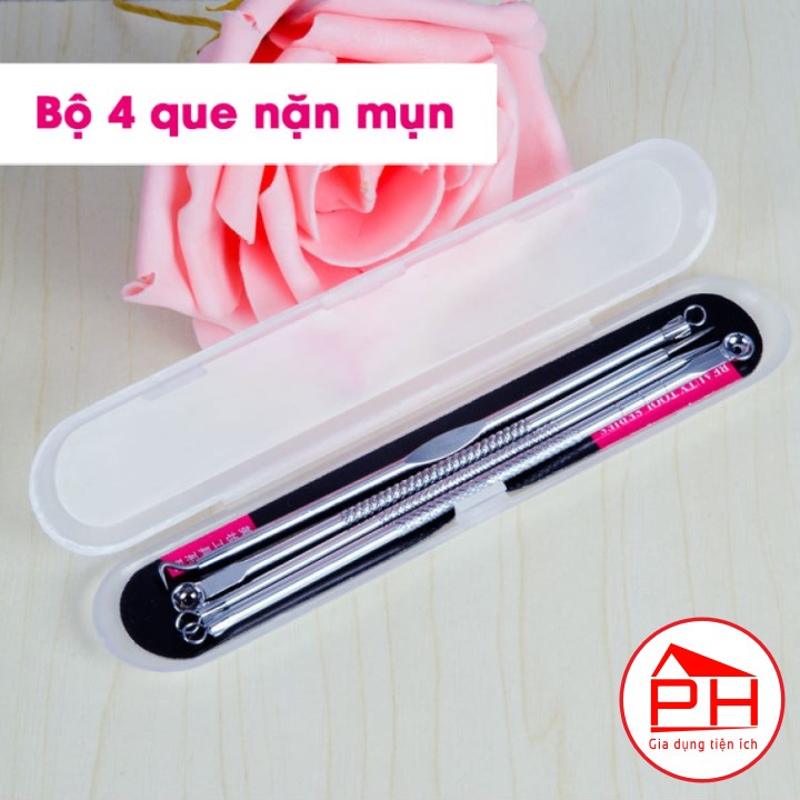 Bộ dụng cụ nặn mụn chứng cá 4 cây 8 đầu đa năng và tiện dụng - HS Shop Thủ Đức