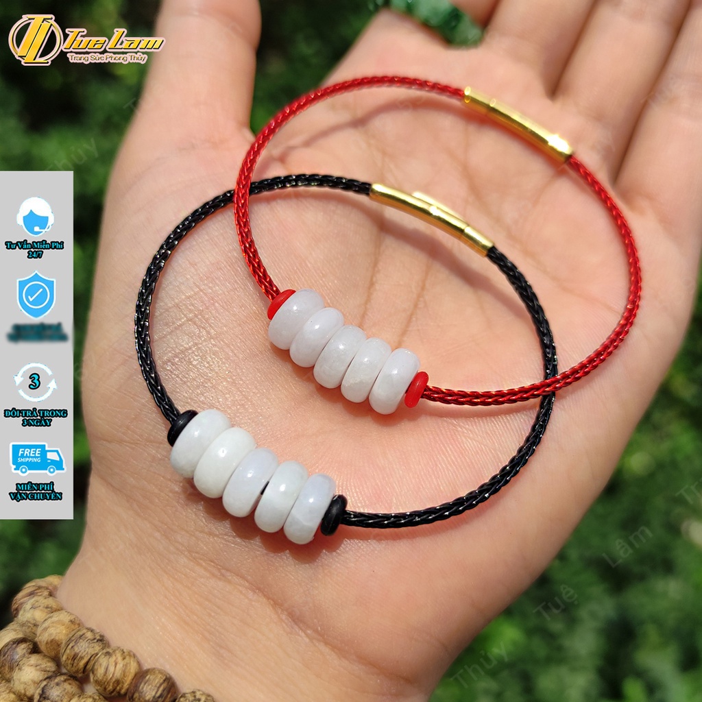 Vòng tay ngũ điếu bạch ngoc hợp mệnh kim thủy, mang lại tài lộc may mắn - Tuệ Lâm