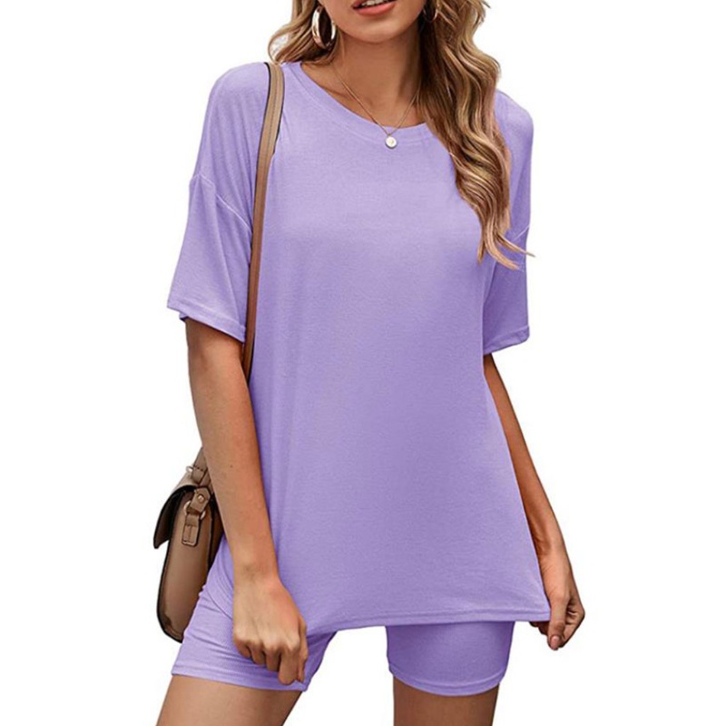 Set Đồ Thể Thao 2 Món Phối Áo Thun Tay Lỡ Dáng Rộng Màu Sắc Ngọt Ngào Thời Trang Xinh Xắn Cho Nữ