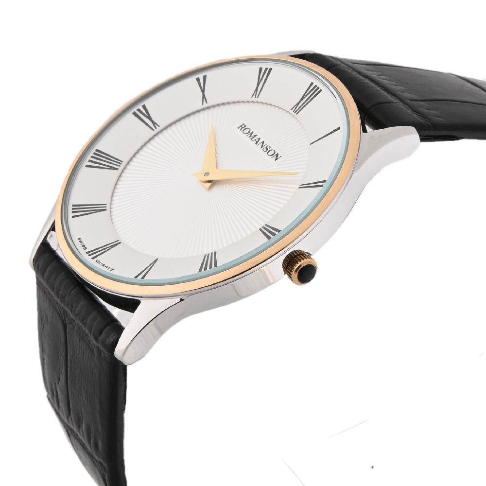 Đồng hồ Romanson Classic Men Watch TL0389MCWH nam mặt mỏng kính chống xước máy Thụy Sĩ dây da cao cấp chính hãng