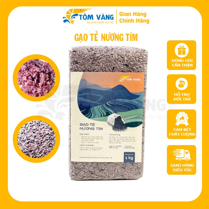 Gạo Tẻ Nương Tím Giảm Cân Ăn Kiêng Thực Dưỡng Gym Healthy - Túi Hút Chân Không 1kg - Tôm Vàng
