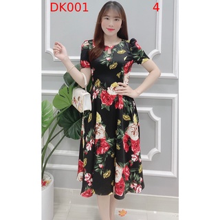 Đầm thiết kế Dori hoạ tiết hoa lụa axitat nhập khẩu cao cấp DK001