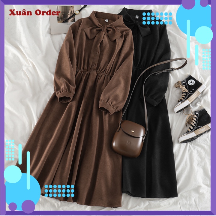 (Order 7-12 ngày, Freesize, có ảnh thật) Váy Retro Kiểu Pháp Mùa Thu Đông Kiểu Mới Phong Cách Hepburn