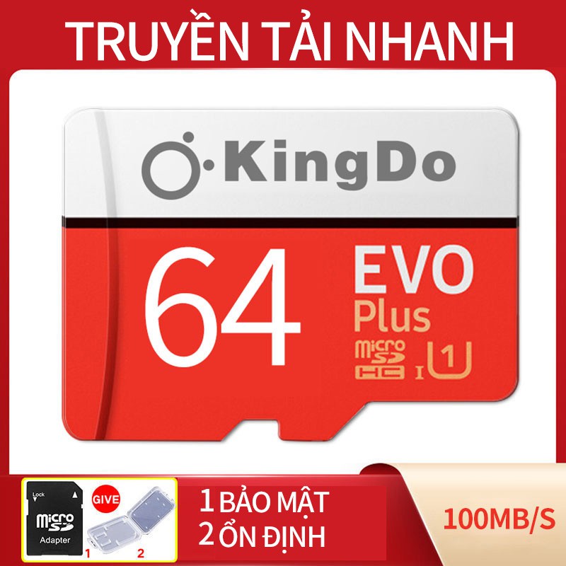 【Đồng hồ LED miễn phí】Thẻ nhớ Kingdo 64GB tốc độ cao up to 100MB/s hỗ trợ quay video full HD | BigBuy360 - bigbuy360.vn